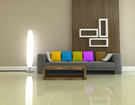 Interior living room 3D rendering