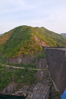 The Bhumibol Dam(formerly known as the Yanhi Dam) in Thailand. The dam is situated on the Ping River and has a capacity of 13,462,000,000 cubic meter.
