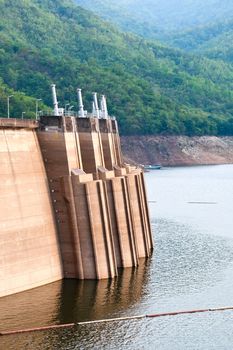 The Bhumibol Dam(formerly known as the Yanhi Dam) in Thailand. The dam is situated on the Ping River and has a capacity of 13,462,000,000 cubic meter.