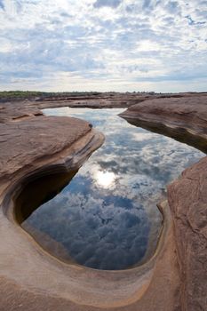 The Amazing of Rock in Mekong River, Ubon Ratchathani, Thailand.