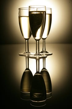 sparkling champagne wine glasses shot in studio