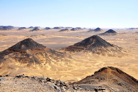 Landscape of the famous black desert in Egypt