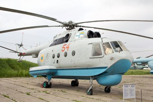 KYIV, UKRAINE- MAY 16: Mil Mi-14 Haze Soviet anti-submarine helicopter  at State Aviation Museum  on May 16, 2012 in Kyiv, Ukraine