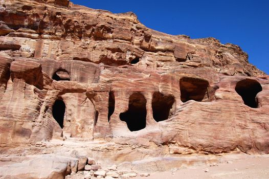 Famous site of Petra treasury in Jordan