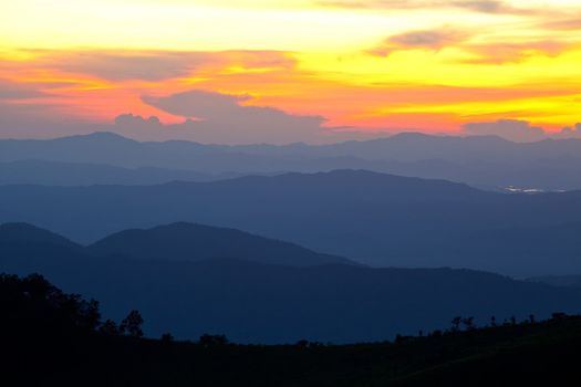 sunset in the mountains of Thailand