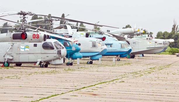 KYIV, UKRAINE- MAY 16: Ukrainian Naval Aviation helicopters and aircraft at State Aviation Museum  on May 16, 2012 in Kyiv, Ukraine