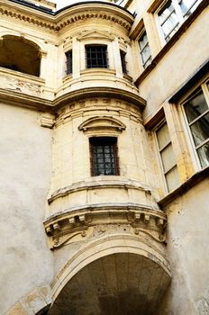 arcjitectural detail of the famous house, Juiverie street Lyon France