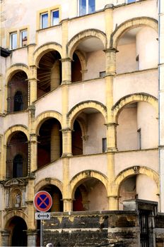 the famous Henri king's house, Lyon France. Renaissance style, fifth District,column, arch, Rhône, Rhône-alpes, 