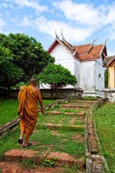 Monk go to the temple
