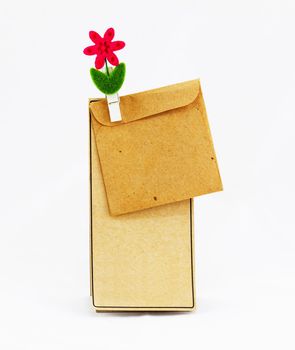 brown bag with clip on white background