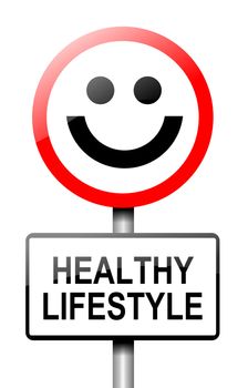 Illustration depicting a road traffic sign with a healthy lifestyle concept. White background.