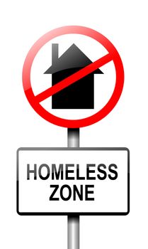 Illustration depicting a road traffic sign with a homeless concept. White background.