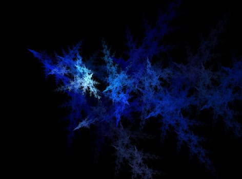 Abstract fractal on black background with vibrant colors.