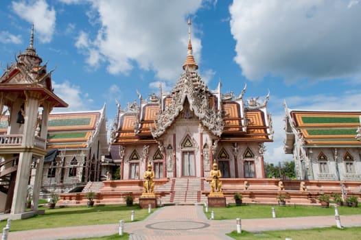 thai temple with blue sky in Thailand