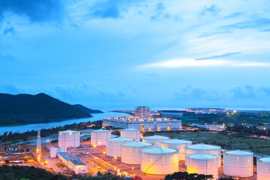 oil tank at night