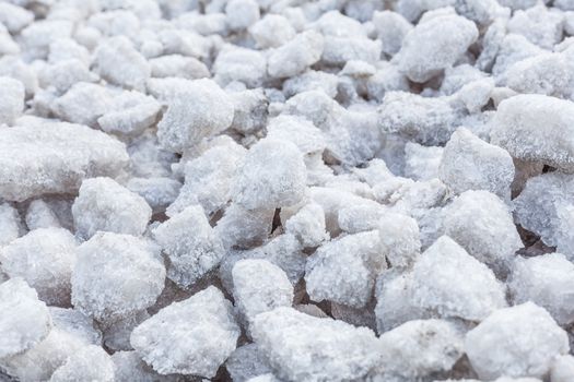 Salt crystals close-up commercial production