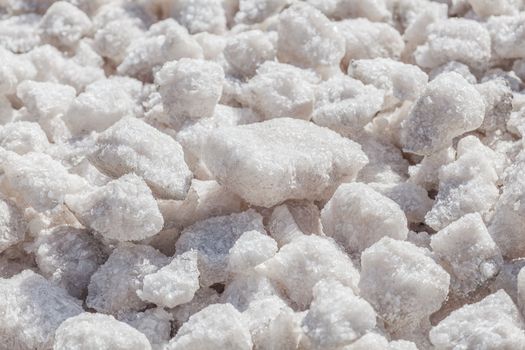 Salt crystals close-up commercial production