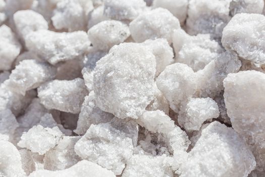 Salt crystals close-up commercial production