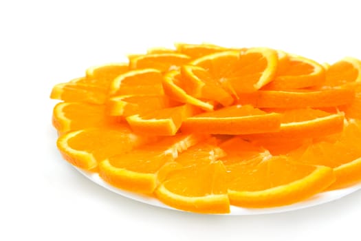 sliced ​​oranges on a white background