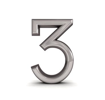 3D metal number isolated.