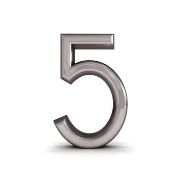 3D metal number isolated.