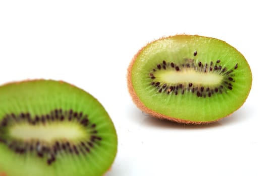  Fresh piece kiwi fruit isolated on white background 
