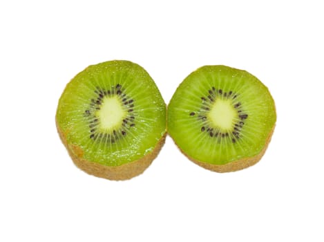 Fresh pieces kiwi fruit isolated on white background 