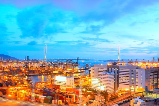 Cargo Terminal and highways at sunset
