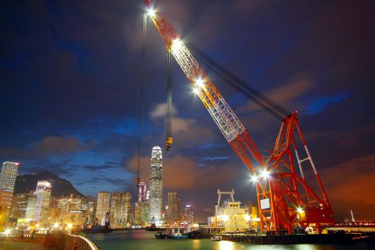 lifting ship in hong kong harbour