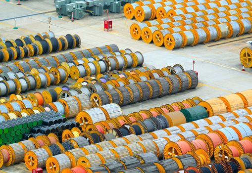 cable roll and transformer on the floor 