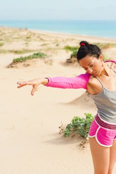 A sunny Mediterranean beach, ideal workout spot