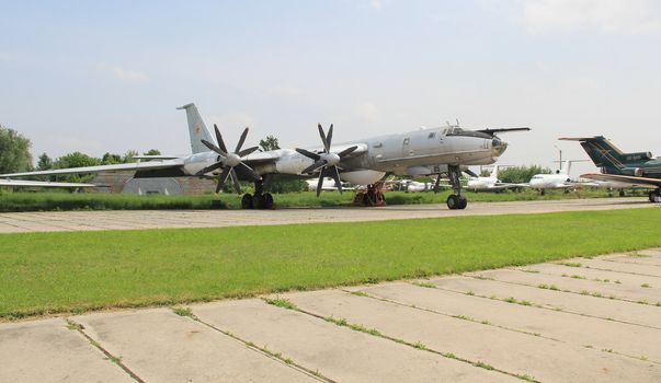 KYIV, UKRAINE- MAY 16: Tupolev Tu-142M3  Bear F  maritime reconnaissance and anti-submarine warfare  aircraft at State Aviation Museum on  May 16, 2012 in Kyiv, Ukraine