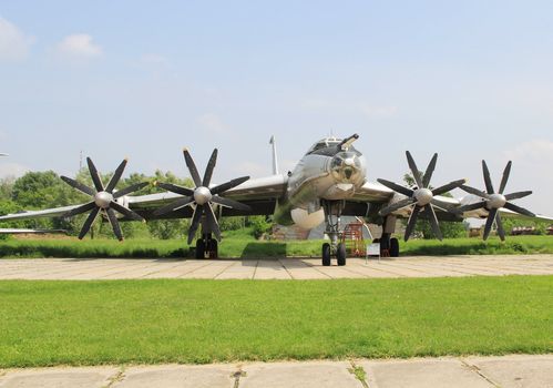 KYIV, UKRAINE- MAY 16: Tupolev Tu-142M3  Bear F  maritime reconnaissance and anti-submarine warfare  aircraft at State Aviation Museum on  May 16, 2012 in Kyiv, Ukraine