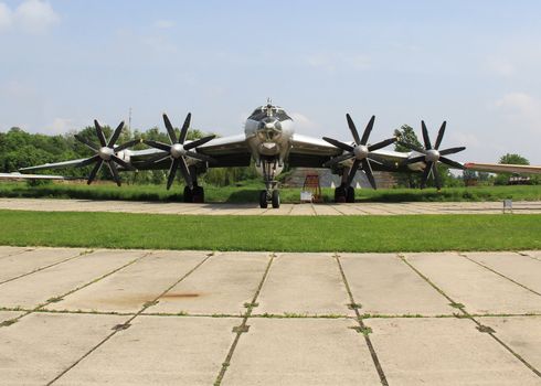 KYIV, UKRAINE- MAY 16: Tupolev Tu-142M3  Bear F  maritime reconnaissance and anti-submarine warfare  aircraft at State Aviation Museum on  May 16, 2012 in Kyiv, Ukraine