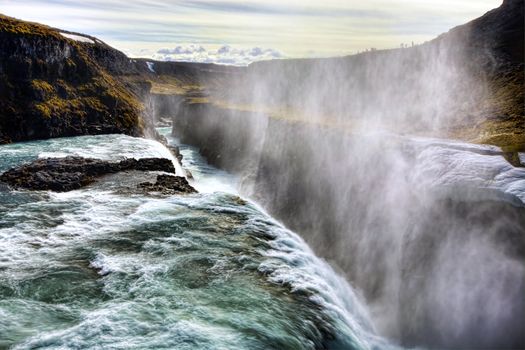 Gullfoss Waterfall on a sunny day in Iceland