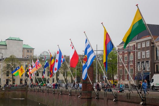 THE HAGUE, NETHERLANDS - MAY 4: Flags next to the Parliament building in Netherlands capital, The Hague (Den Haag) on MAY 4:, 2012 in The Hague, Netherlands.