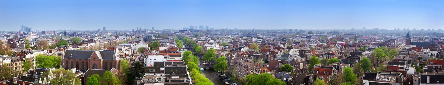Amsterdam panorama, Holland, Netherlands. City view from Westerkerk