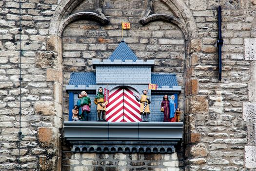 The sculpture on the building in Gouda, Netherlands