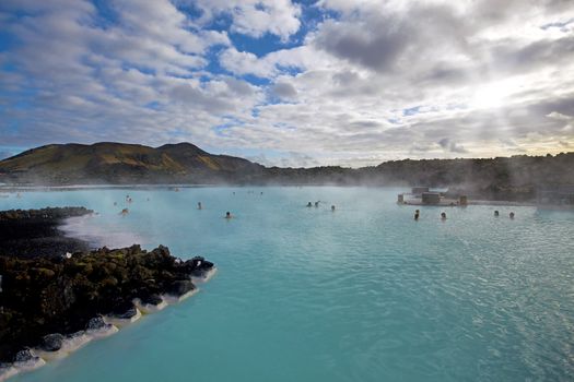 The Blue Lagoon on a sunny day in Iceland