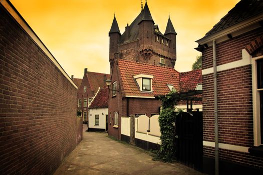 The historic architecture in a small village in Holland, Netherlands