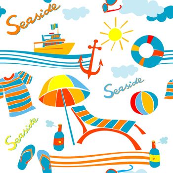 seaside icons summer pattern over white