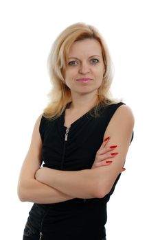 Portrait of a midle age woman on a white background