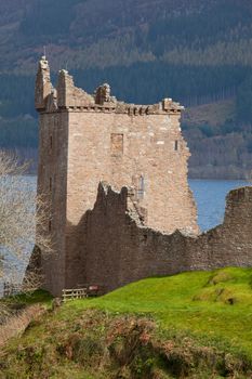 Ruins of Urquhart Castle at Loch Ness Inverness Highlands Scotland UK