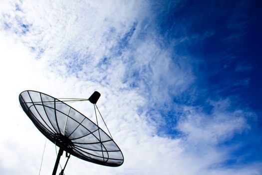 satellite dish with blue sky