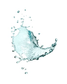 Abstract blue splashing water on white background