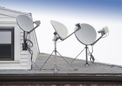 Satellite TV antenna on roof