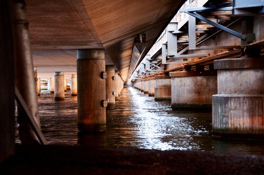 under the concrete bridge in Stockholm  Sweden