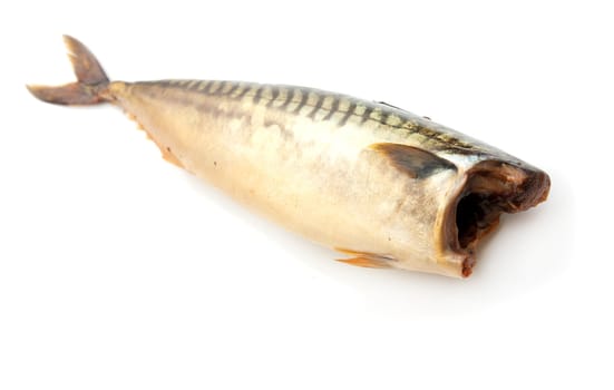 Smoked mackerel on a white background