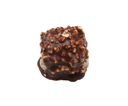 chocolate with nuts on white background