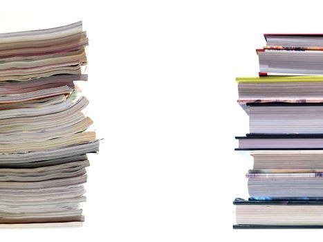 A book stack isolated against a white background